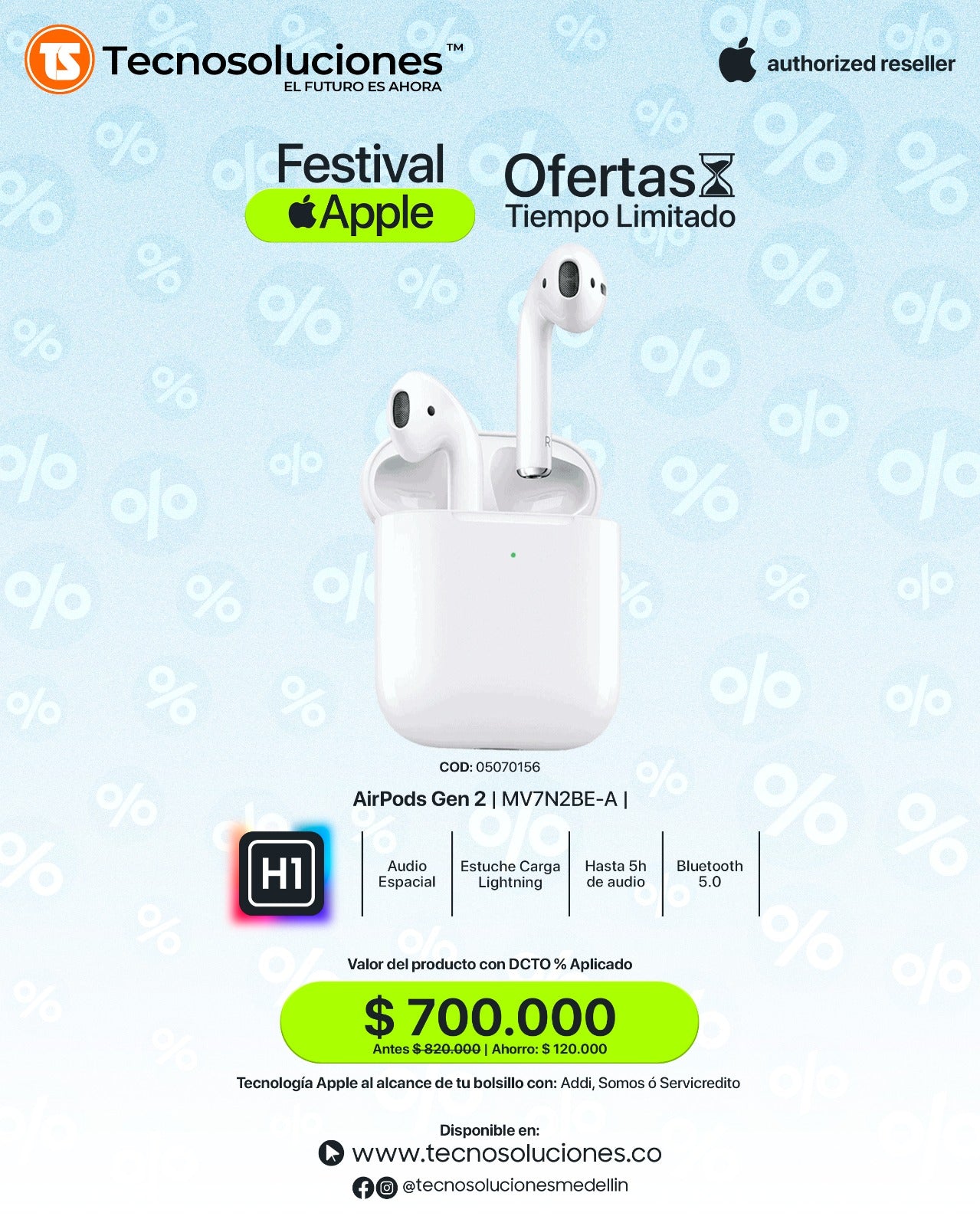 Audífonos Apple Airpods Gen2 – Tecnosoluciones - Main Image