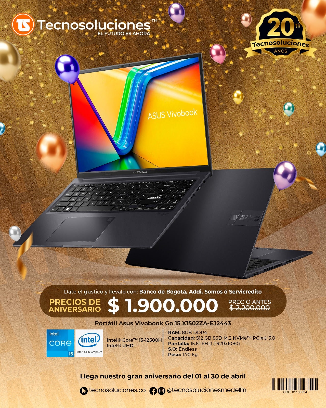 Portátil Asus X1502ZA-EJ2443 CI5 12500H