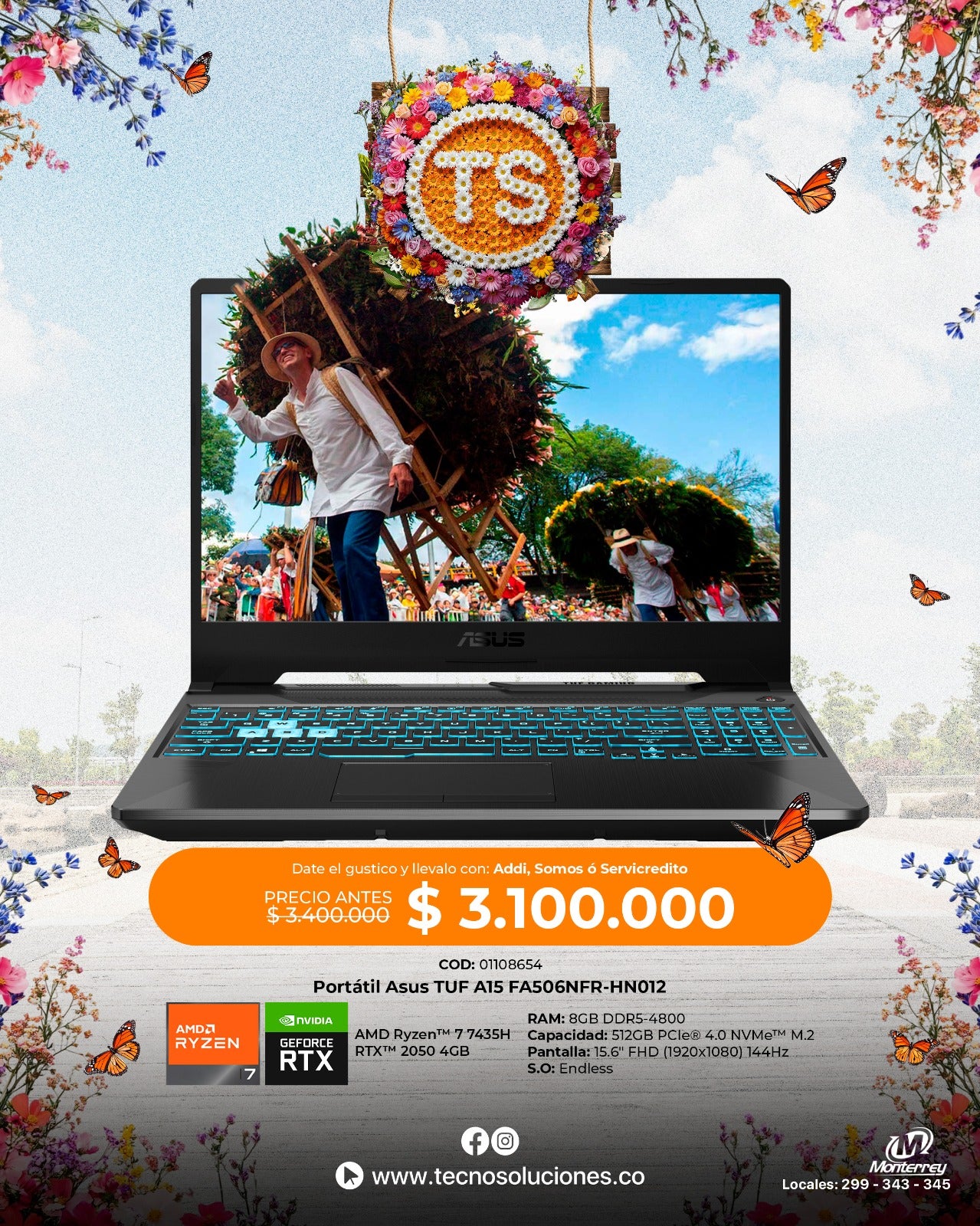 Portátil Asus TUF Gaming A15 Ryzen 7 7435HS