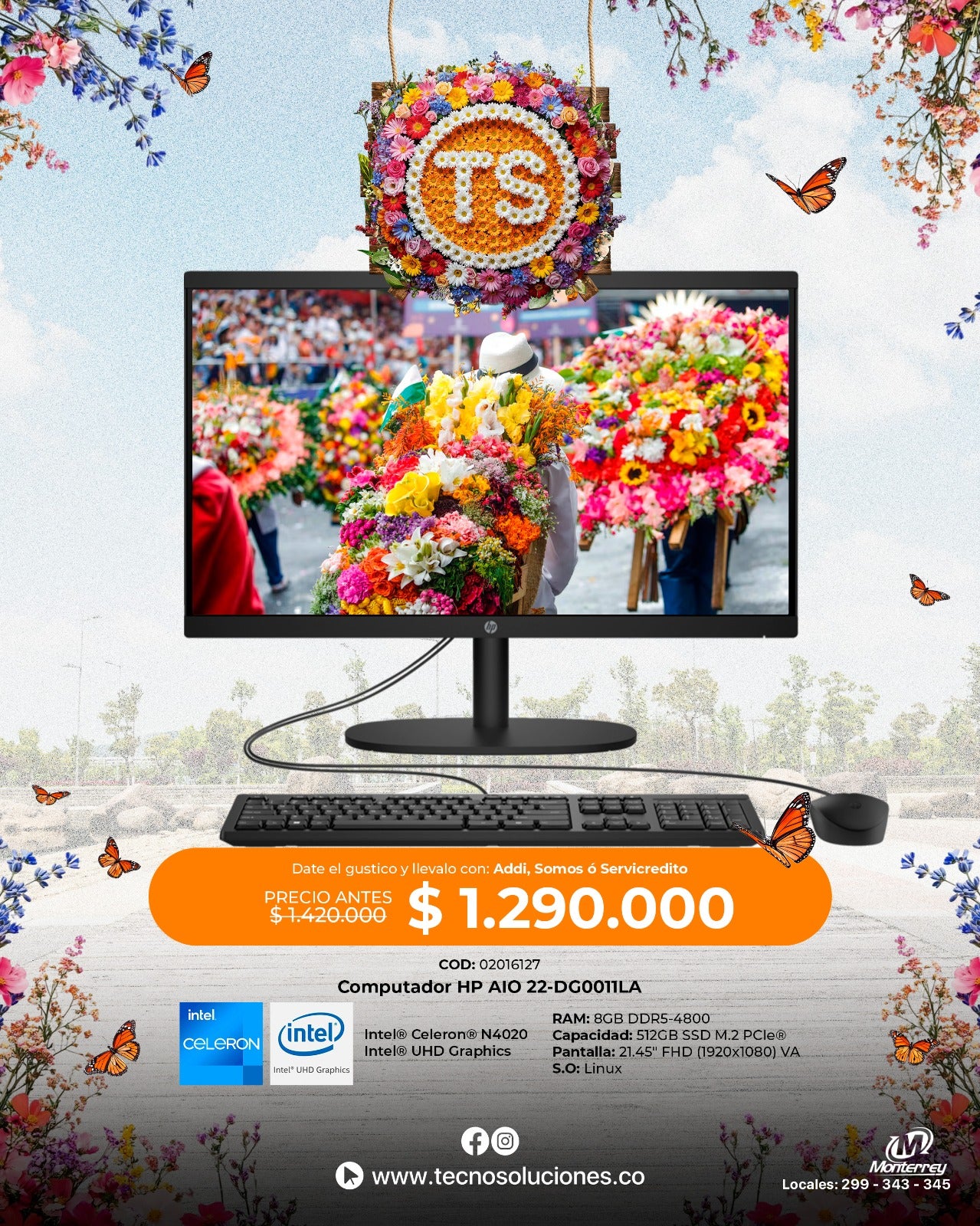 Computador HP AIO 22-DG0011LA Intel N100