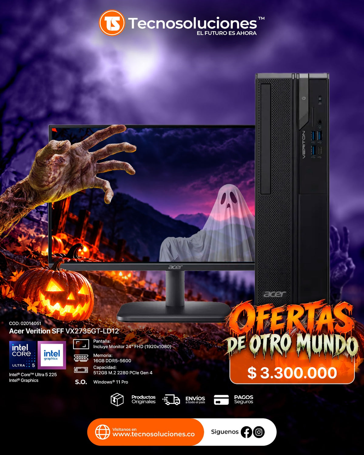 Computador Acer Veriton SFF VX2735GT Ultra 5 225