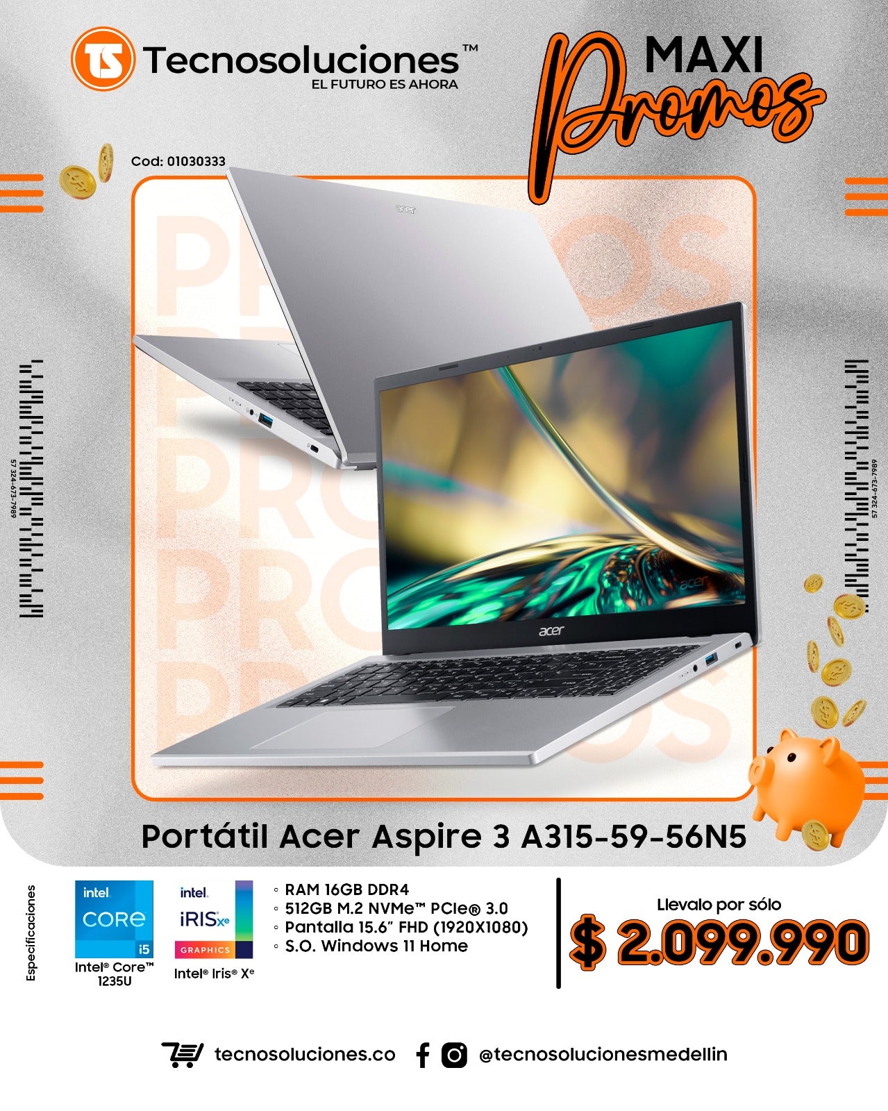 Portátil Acer Aspire 3 A315-59-56N5 CI5 1235U