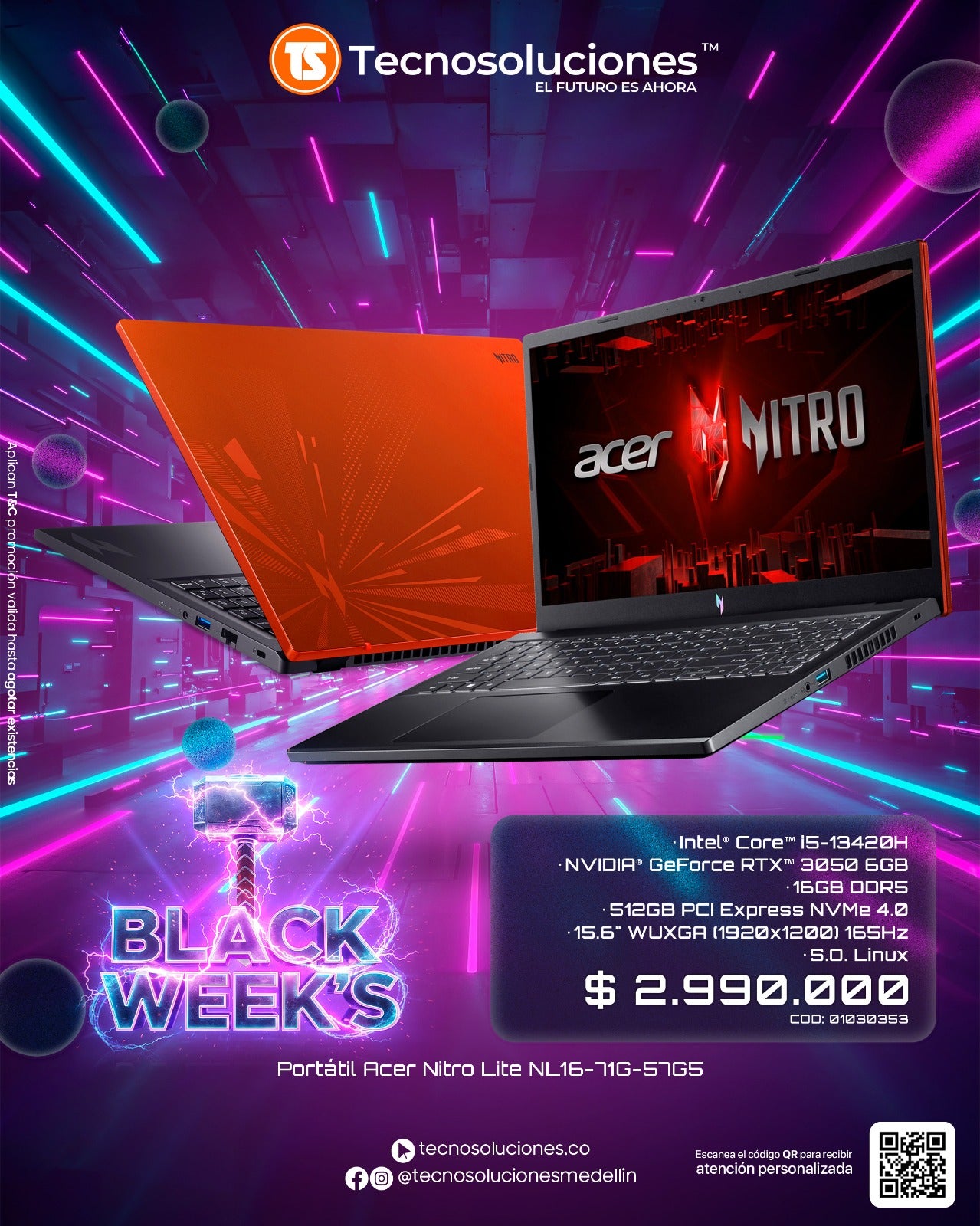 Portátil Acer Nitro Lite CI5 13420H