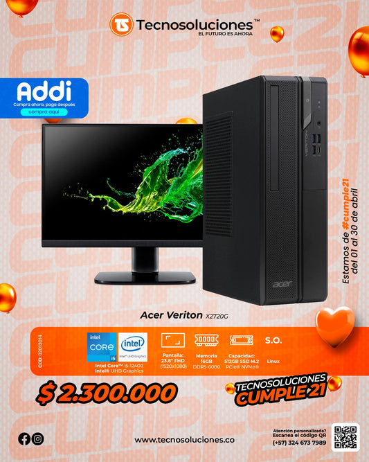 Computador Acer Veriton X2720G Ci5 12400