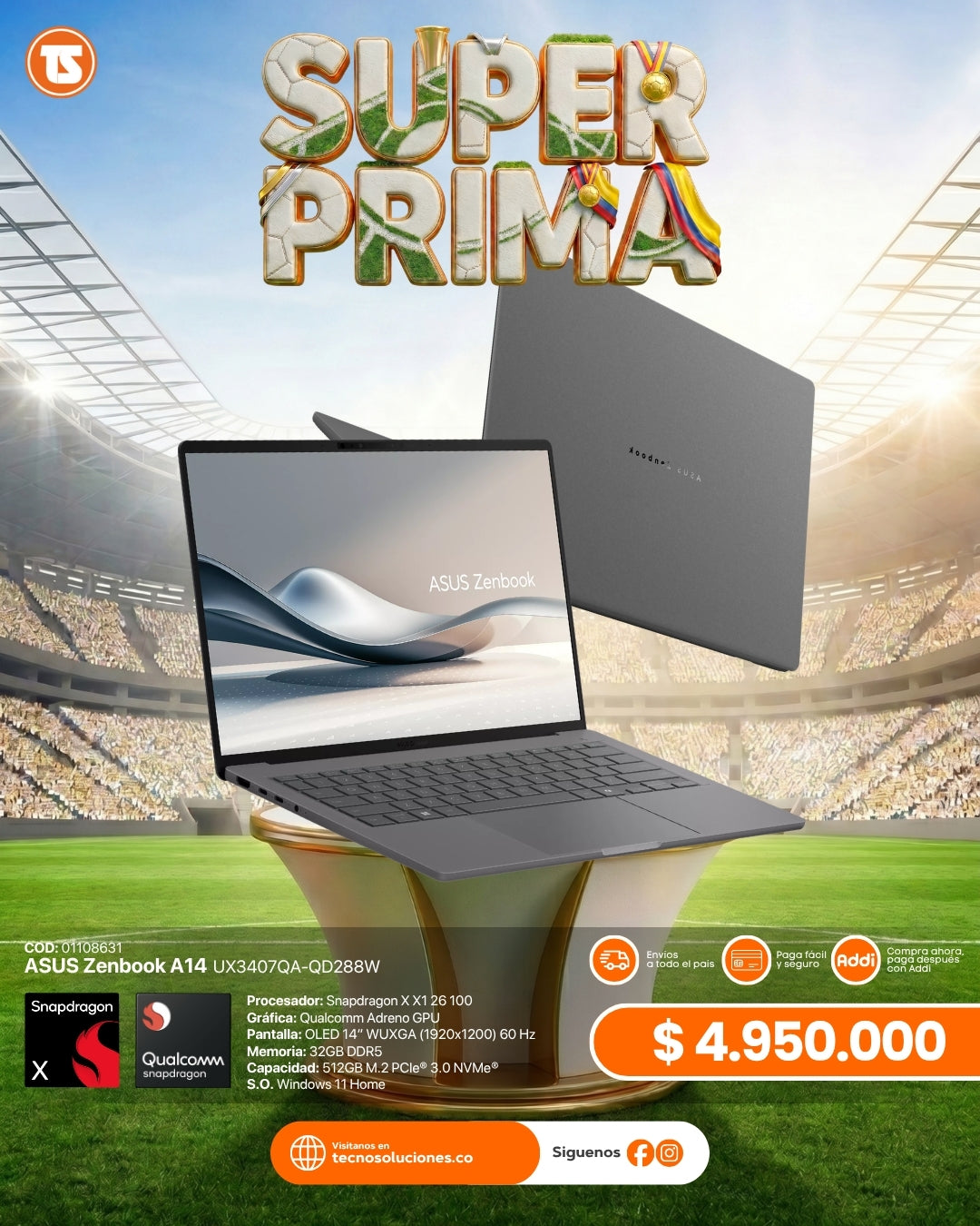 Portátil Asus Zenbook OLED Snapdragon X X1 26 100