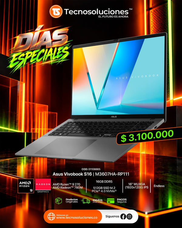 Portátil Asus Vivobook S16 Ryzen 9 270