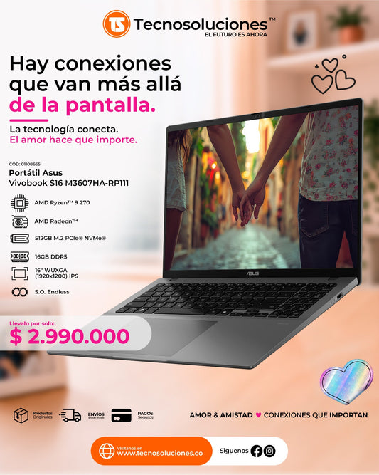Portátil Asus Vivobook S16 Ryzen 9 270