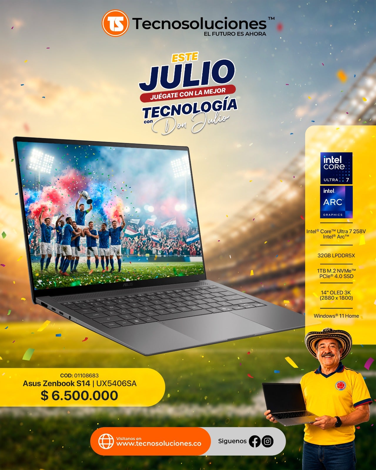 Portátil Asus Zenbook S14 OLED Ultra 7 258V
