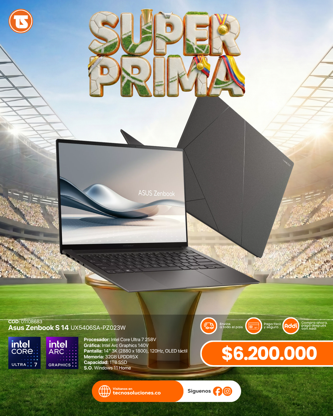 Portátil Asus Zenbook S14 OLED Ultra 7 258V
