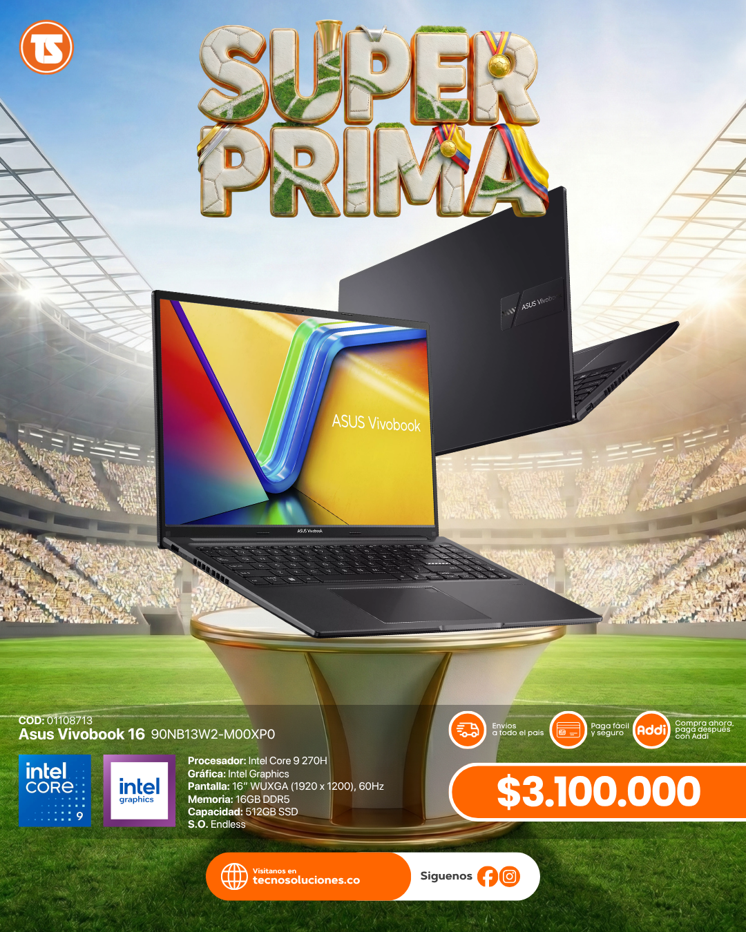 Portátil Asus Vivobook 16 Core 9 270H