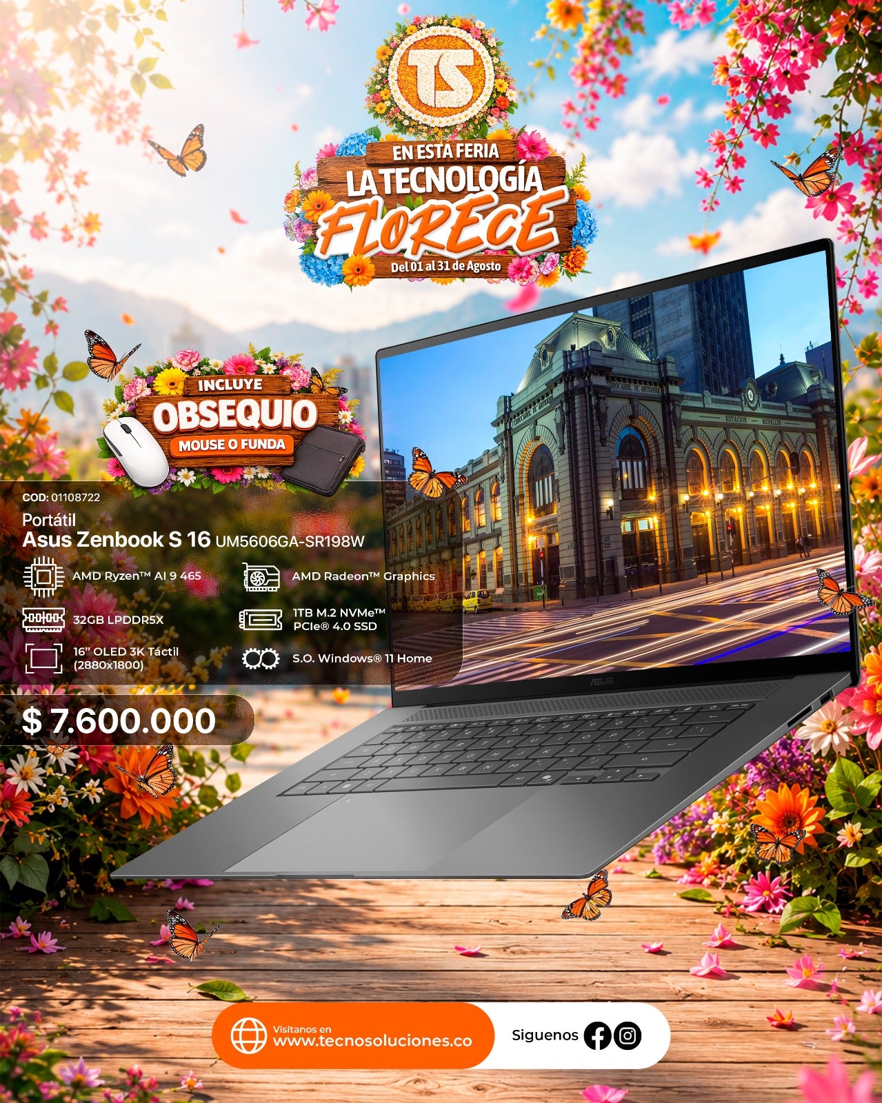 Portátil Asus Zenbook S16 Ryzen AI 9 465