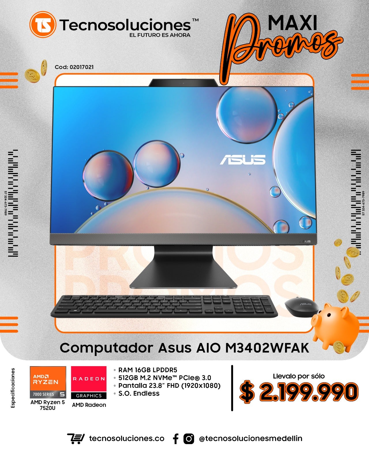 Computador Asus AIO M3402WFAK-BPC0020 R5 7520U