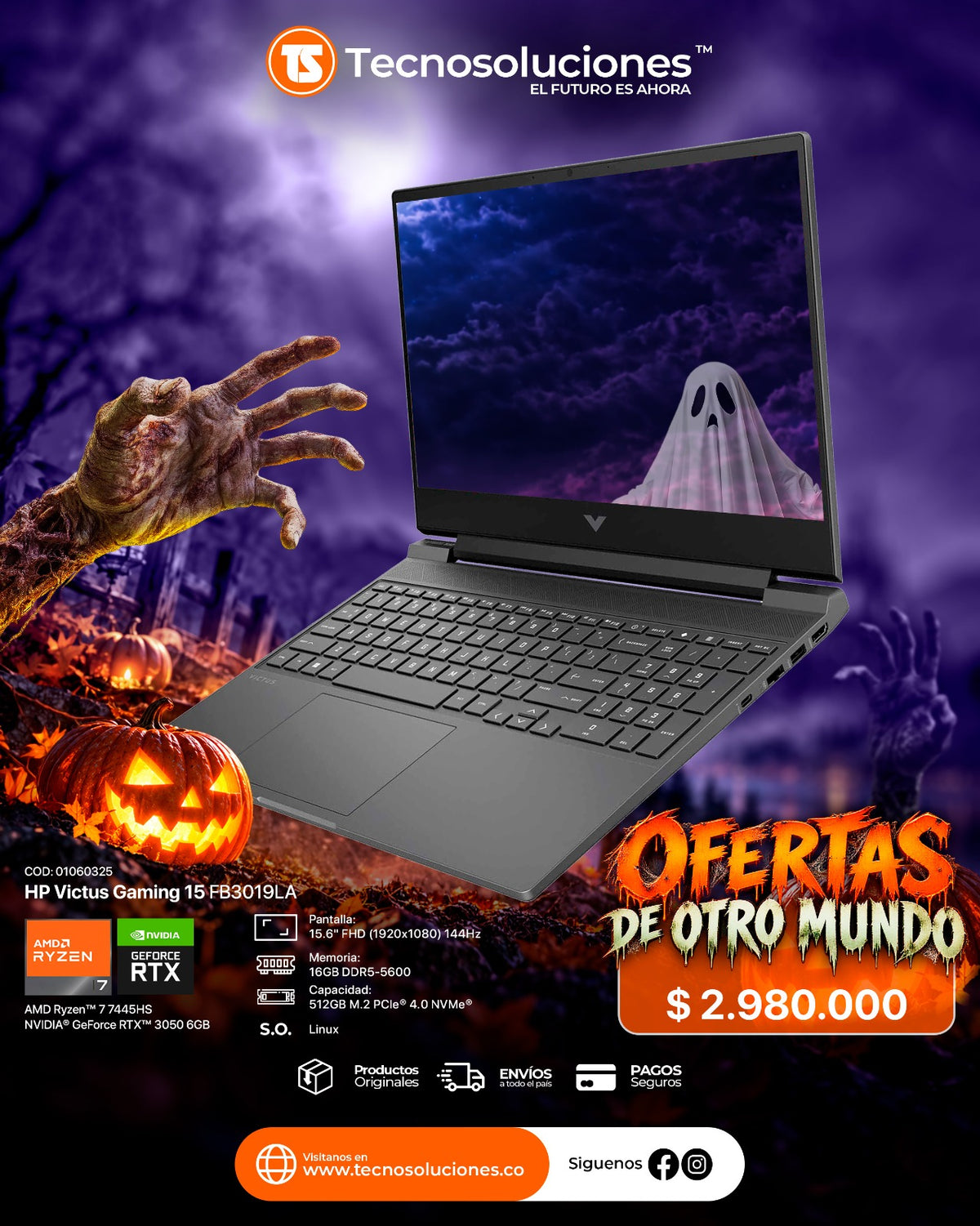 Portátil HP VICTUS 15 FB3019LA Ryzen 7 7445HS