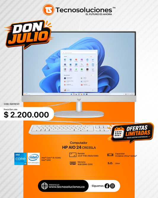 Computador HP AIO 24-CR035LA CI5 1334U