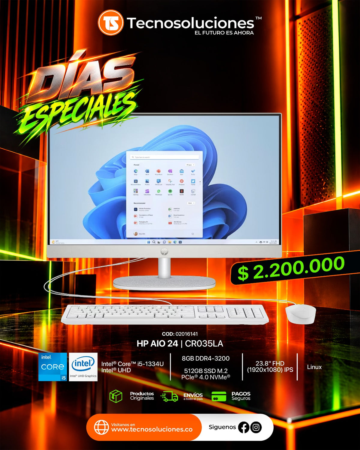 Computador HP AIO 24-CR035LA CI5 1334U