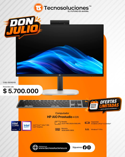 Computador HP AIO ProStudio 4 G1i 24" Ultra 7 265