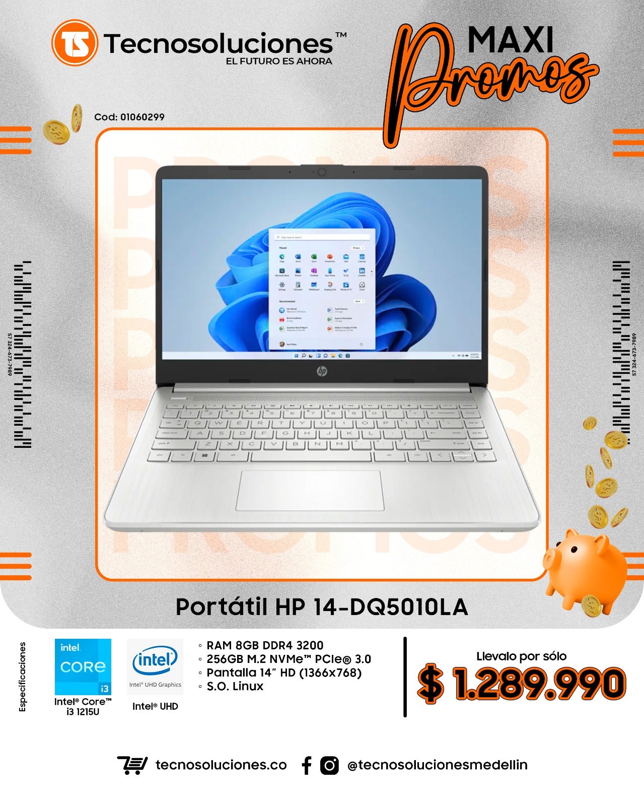 Portátil HP 14-DQ5010LA CI3 1215U