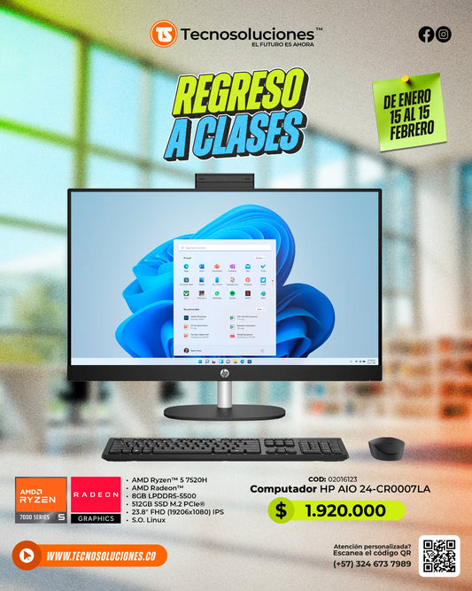 Computador HP AIO 24-CR0007LA Ryzen 5 7520U