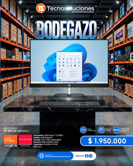 Computador HP AIO 24-CR0007LA Ryzen 5 7520U