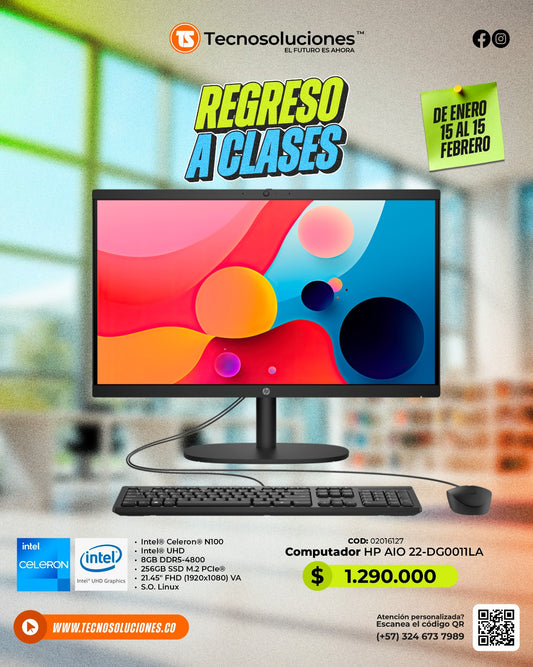 Computador HP AIO 22-DG0011LA Intel N100