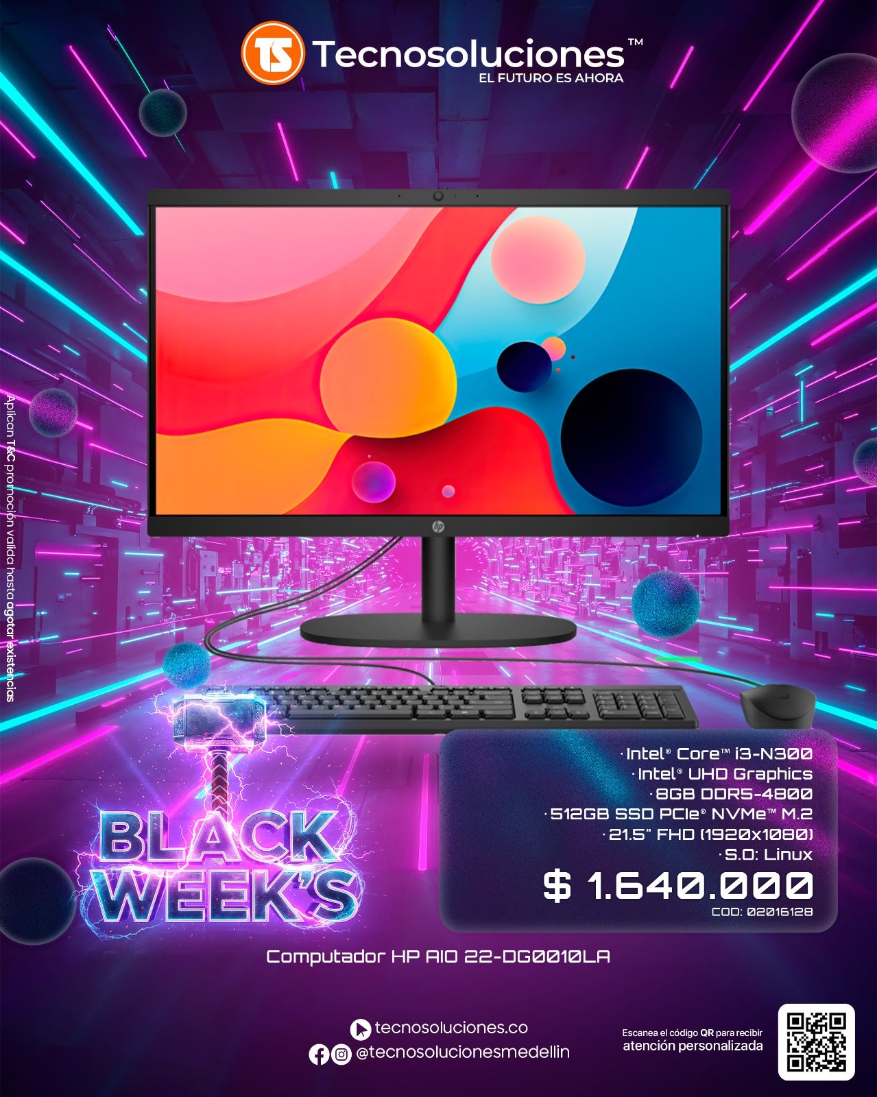 Computador HP AIO 22-DG0010LA CI3 N300