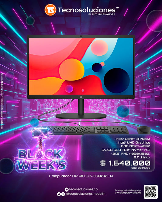 Computador HP AIO 22-DG0010LA CI3 N300