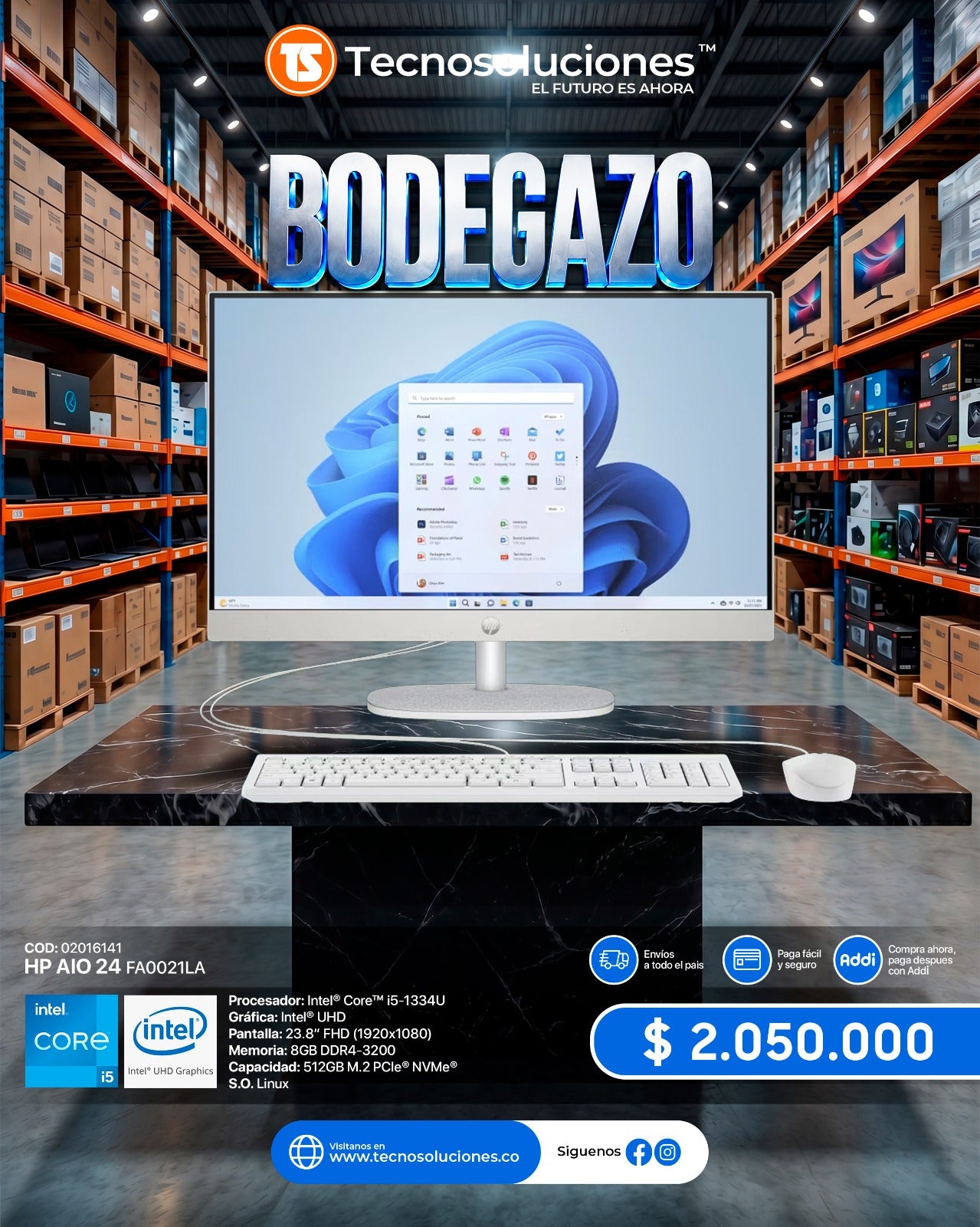 Computador HP AIO 24-CR035LA CI5 1334U