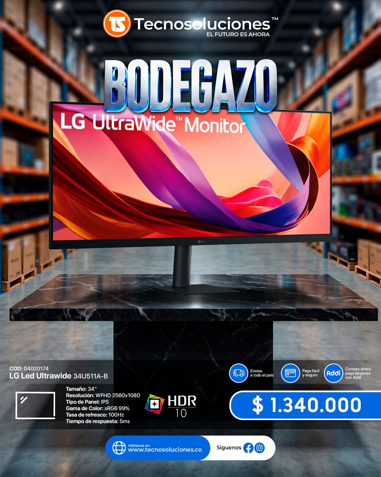 Monitor LG Ultrawide LED 34”