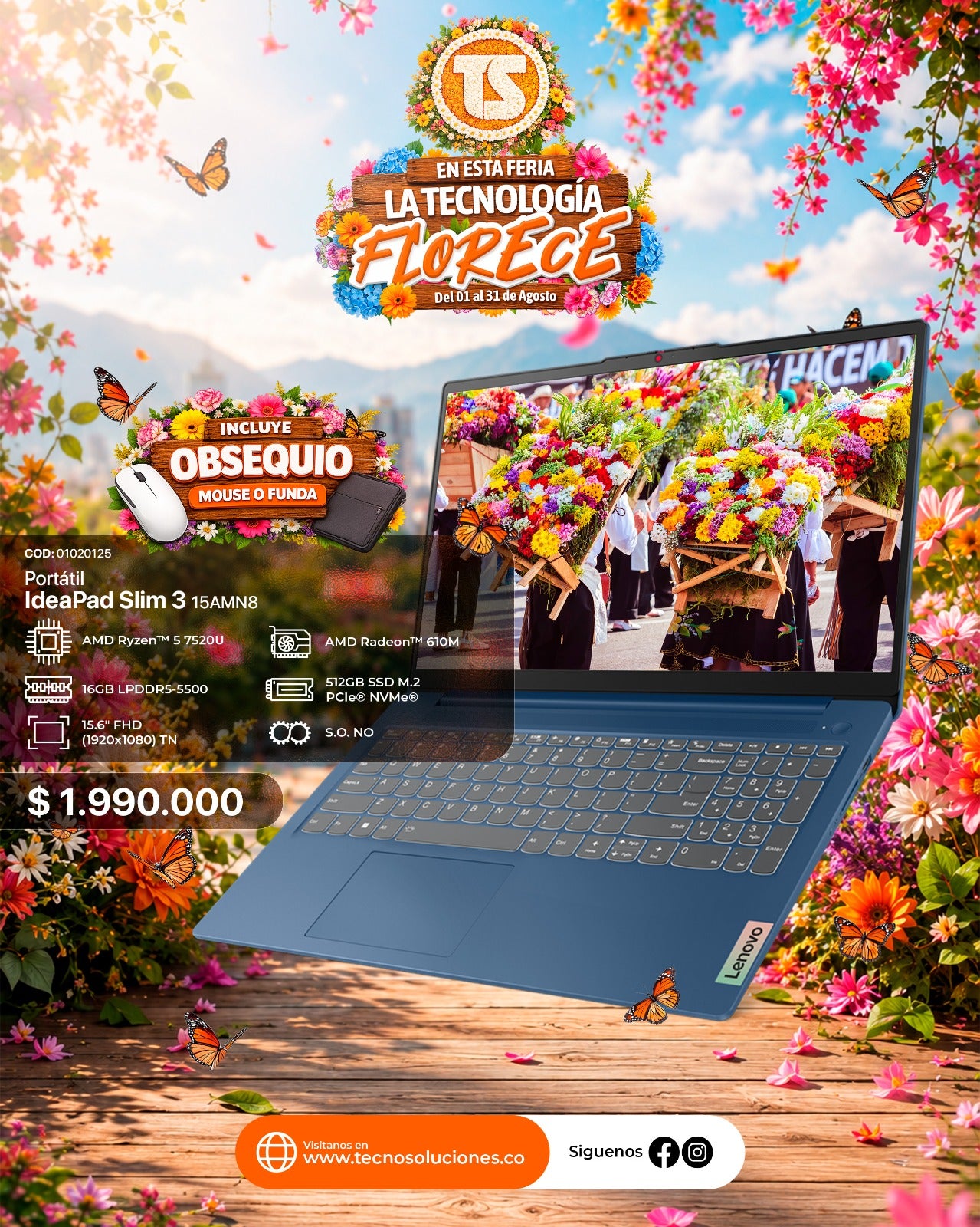 Portátil Lenovo IdeaPad Slim 3 15AMN8 Ryzen 5 7520U