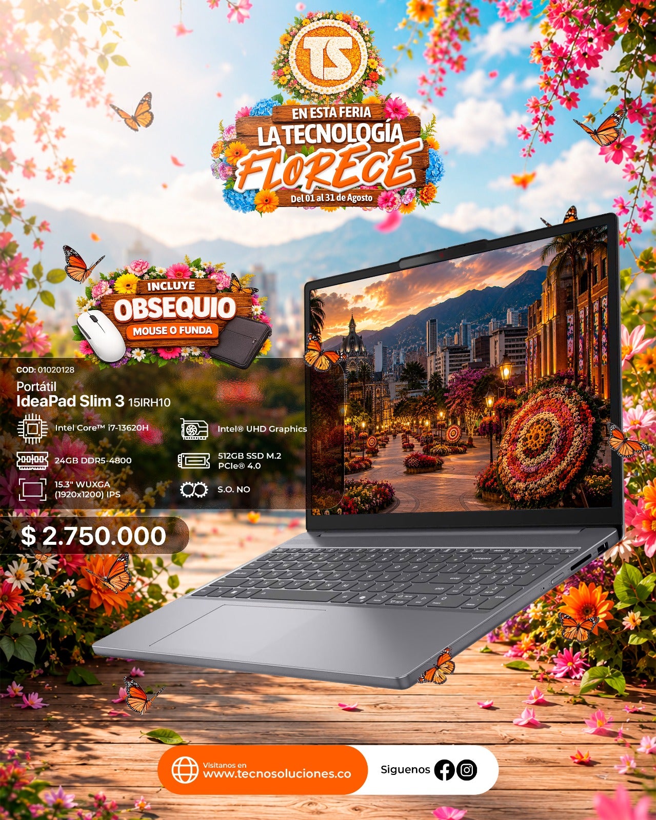 Portátil Lenovo IdeaPad Slim 3 15IRH10 CI7 13620H