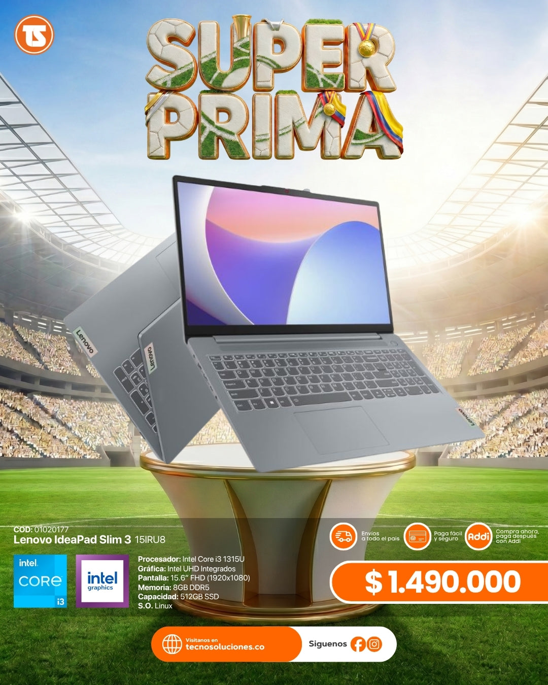 Portátil Lenovo IdeaPad Slim 3 15IRU8 CI3 1315U