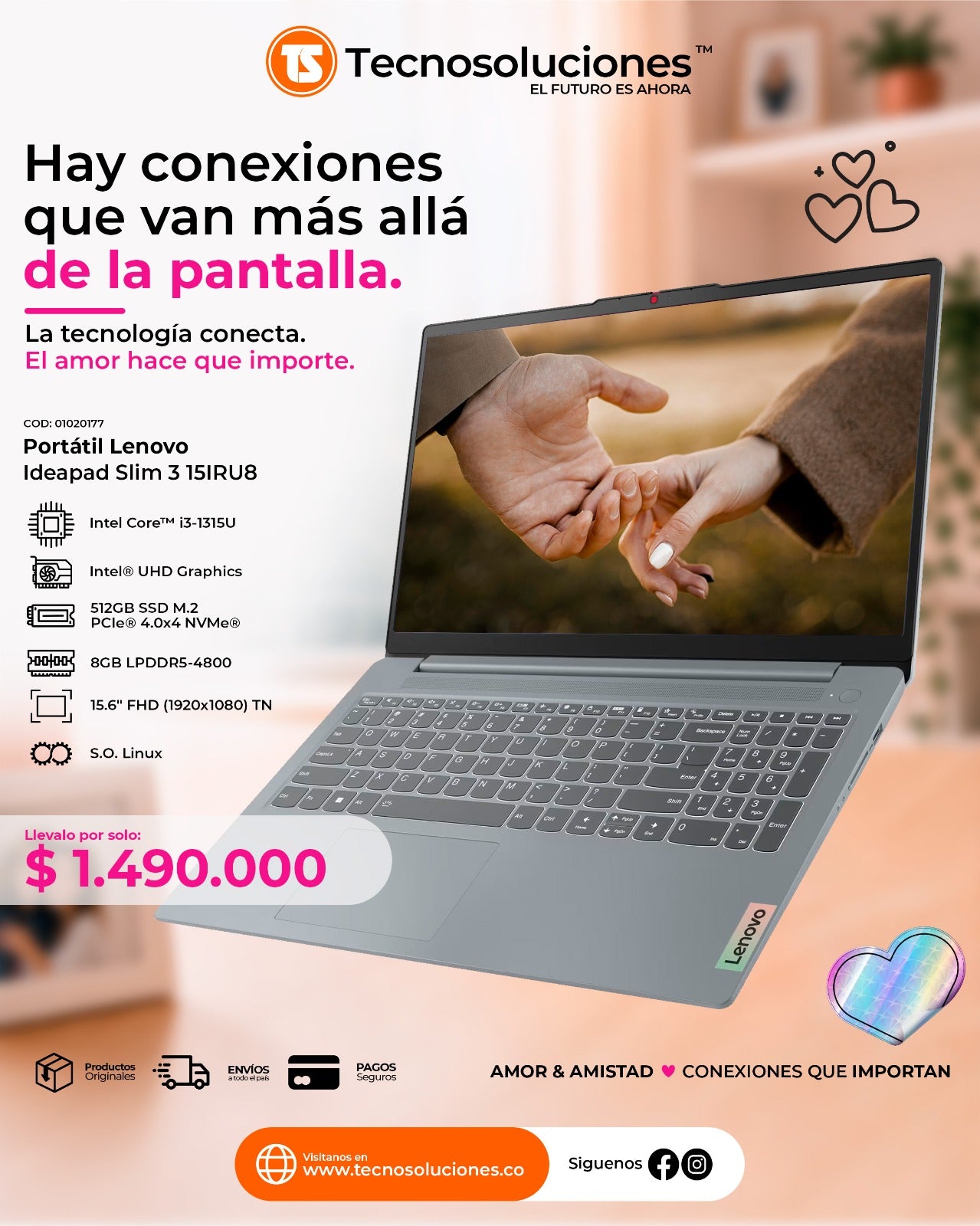 Portátil Lenovo IdeaPad Slim 3 15IRU8 CI3 1315U