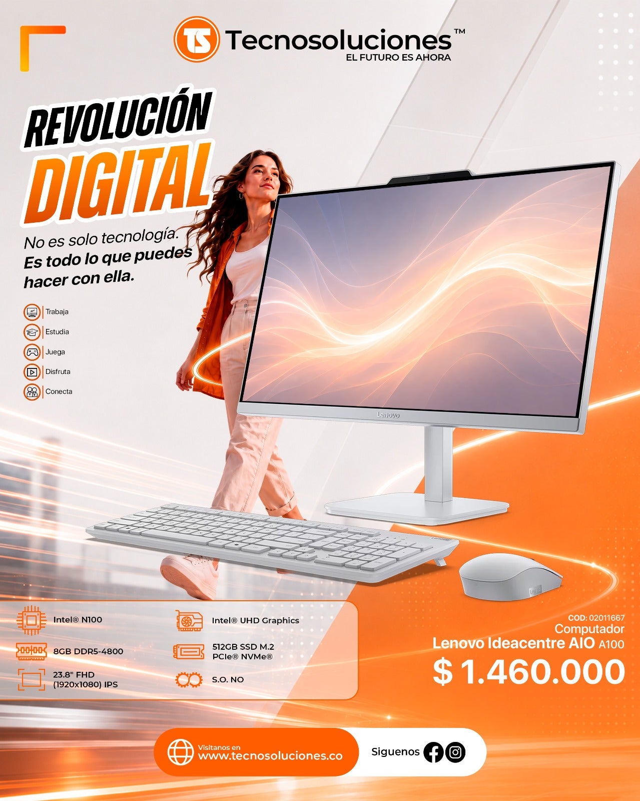 Computador Lenovo IdeaCentre AIO A100 Intel N100