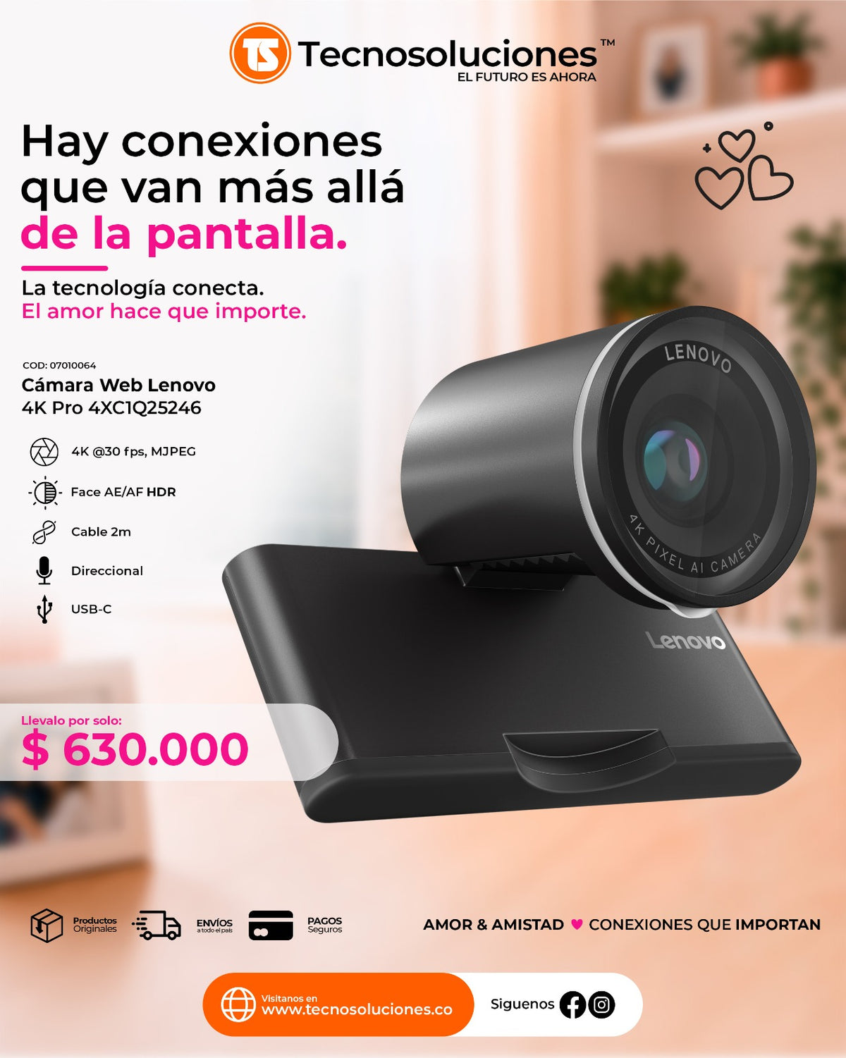 Camara Web Lenovo Pro 4K
