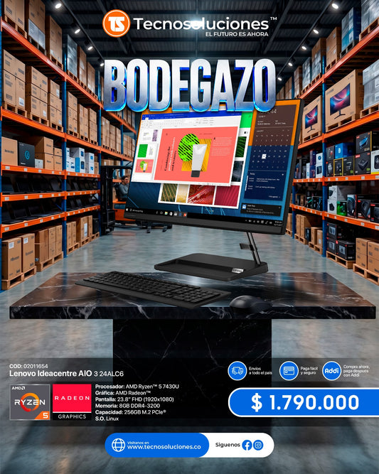 Computador Lenovo IdeaCentre AIO 3 24ALC6 Ryzen 5 7430U