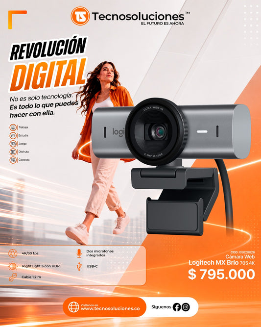 Cámara Web Logitech MX Brío 705 4K