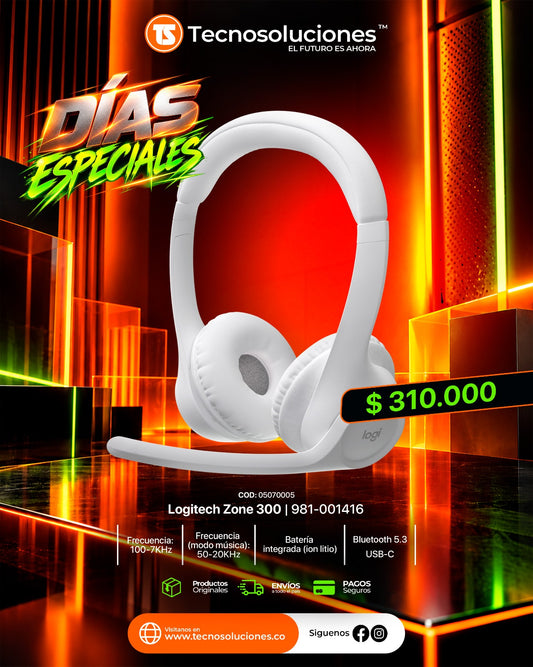 Diadema Logitech Zone 300 Inalambrico