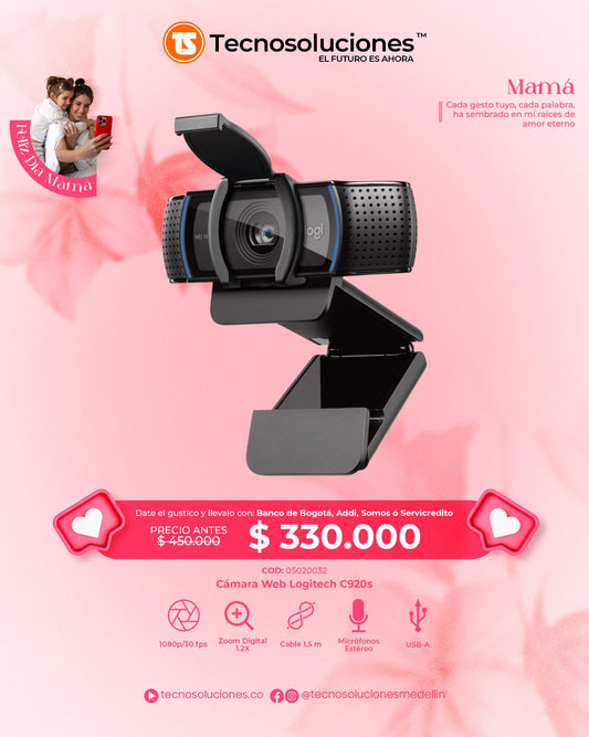 Camara Web Logitech C920s Full Hd