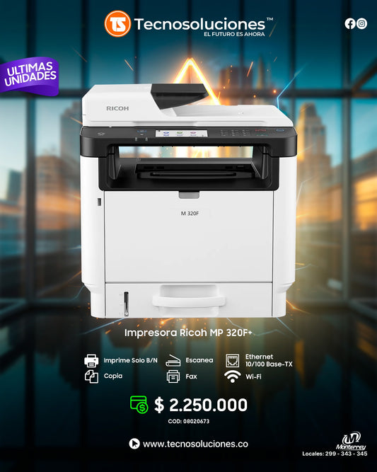 Impresora  Multifuncional RICOH M 320F + Toner