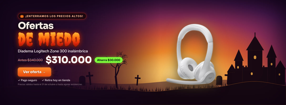 Oferta de Halloween: Diadema Logitech Zone 300 inalámbrica a $310.000, antes $340.000